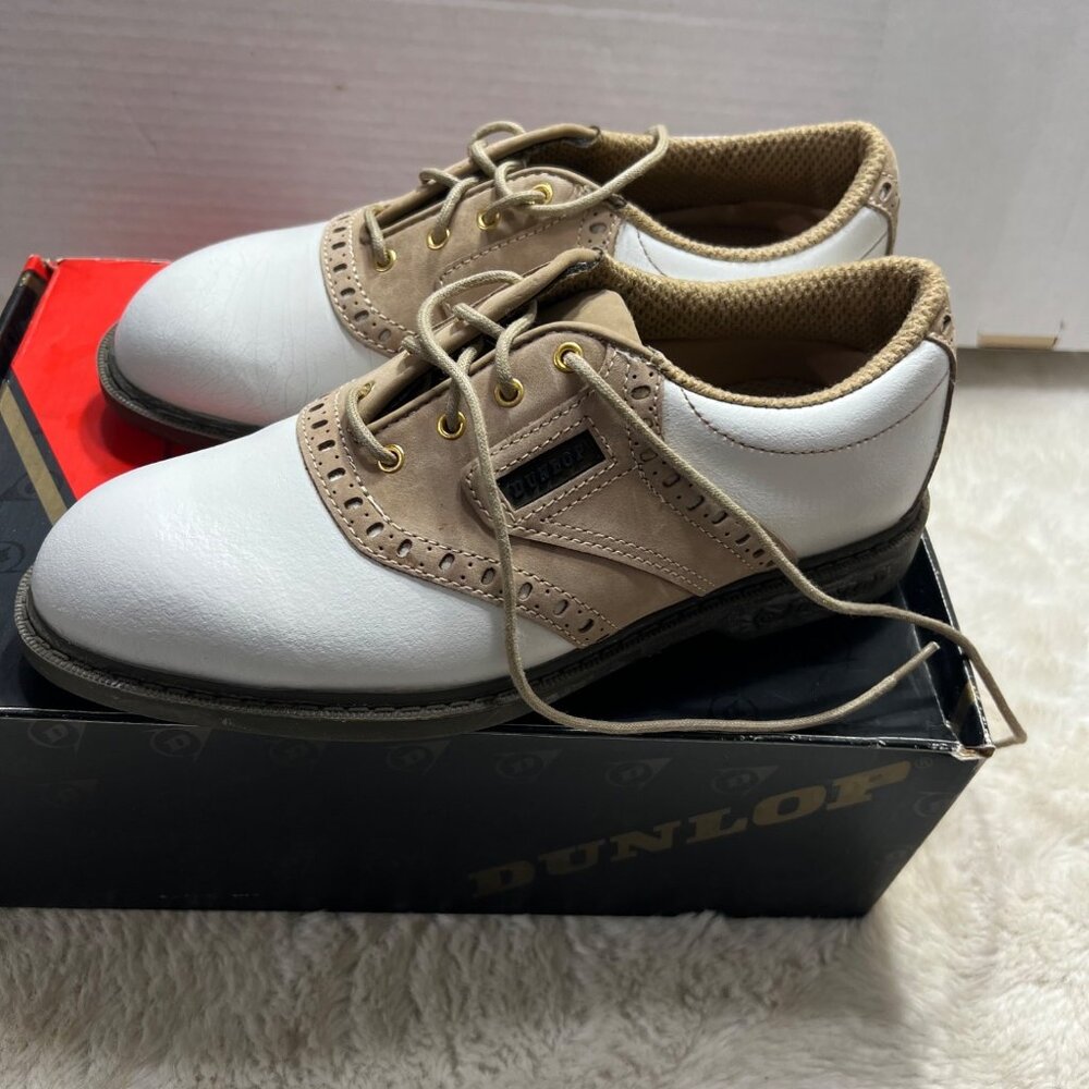 Dunlop Leather & Synthetic Golf Shoes Size 7 Beige/White